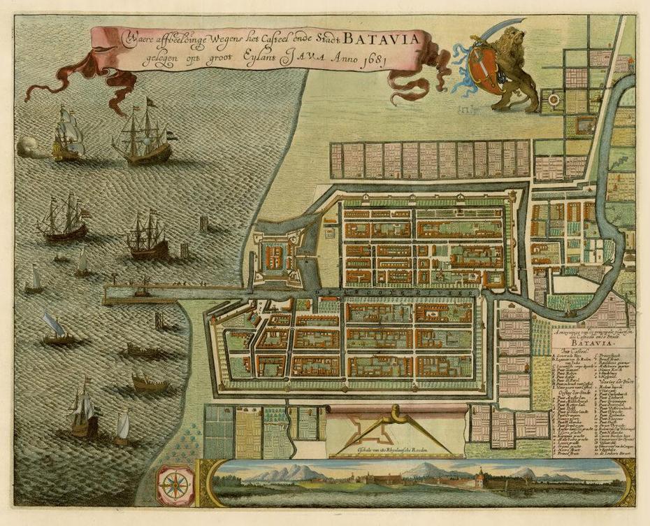 Antique Map Batavia By Leti (C.1690)Bartele Gallery, Batavia, United States, Batavia Il, Star Forts