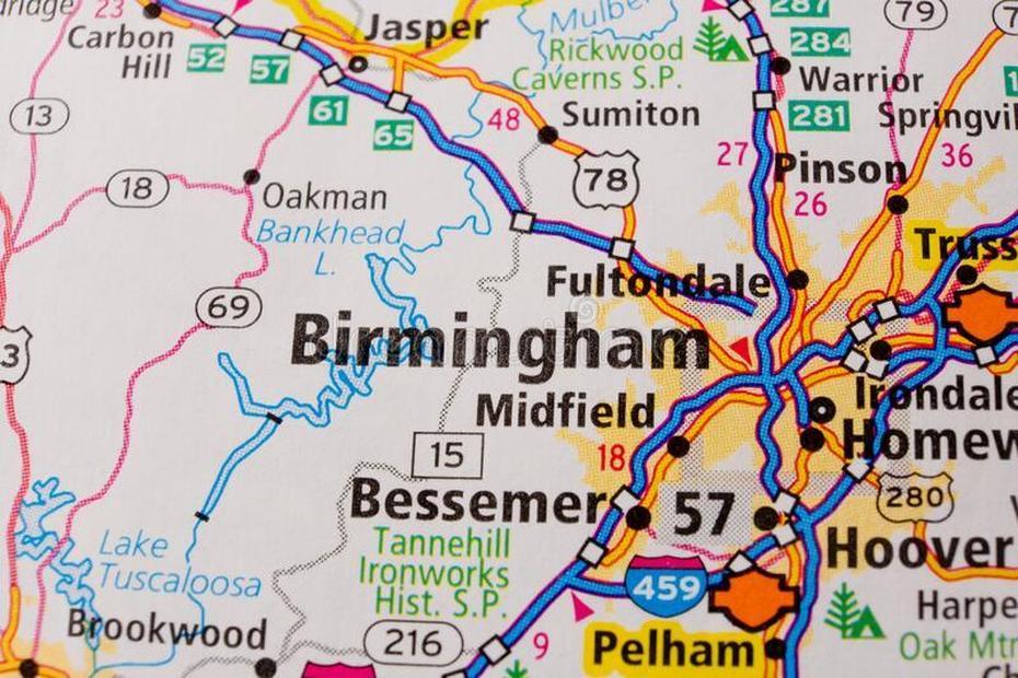 Birmingham On Usa Travel Map. Stock Image – Image Of Guide, Atlas …, Birmingham, United States, United States  50 States, United States  Puzzle