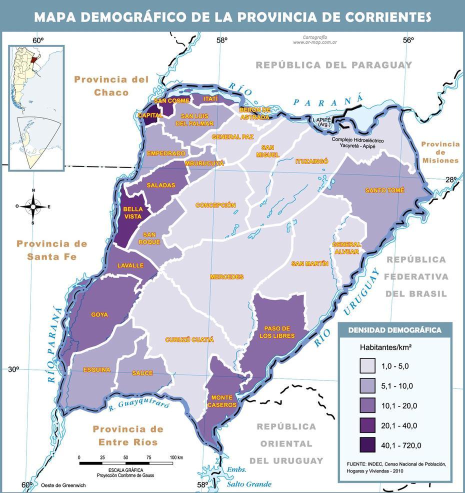 Demographic Map Of The Province Of Corrientes | Gifex, Corrientes, Argentina, La Rioja  A, Argentina Physical