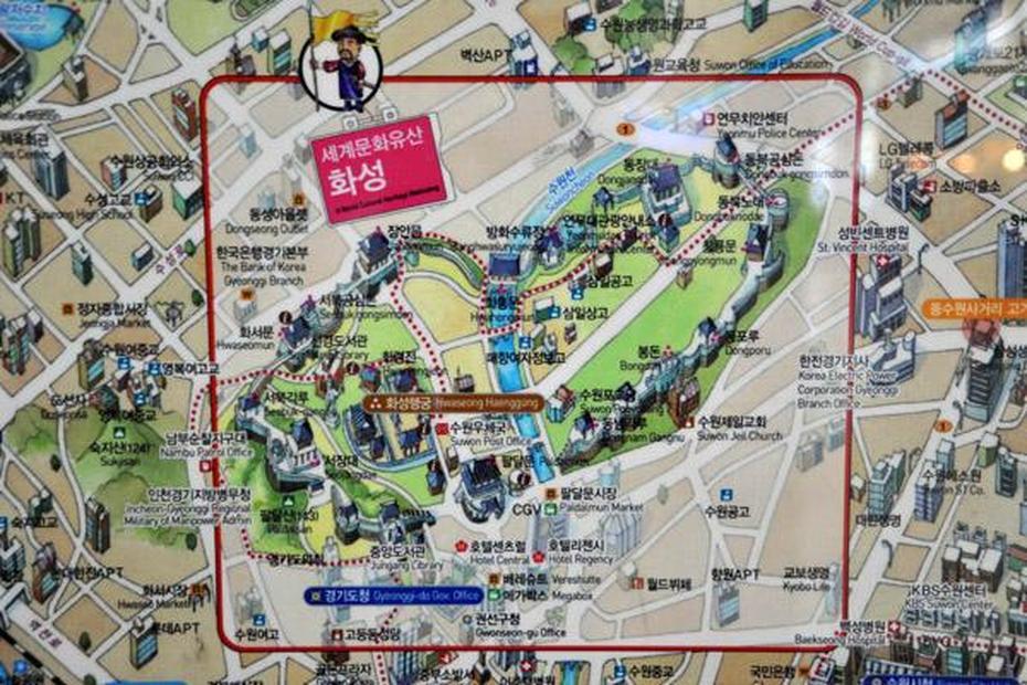 Map Of Suwon With The World Heritage Listed Hwaseong Fortress In The …, Suwon, South Korea, Korea  Google, Pyeongtaek South Korea