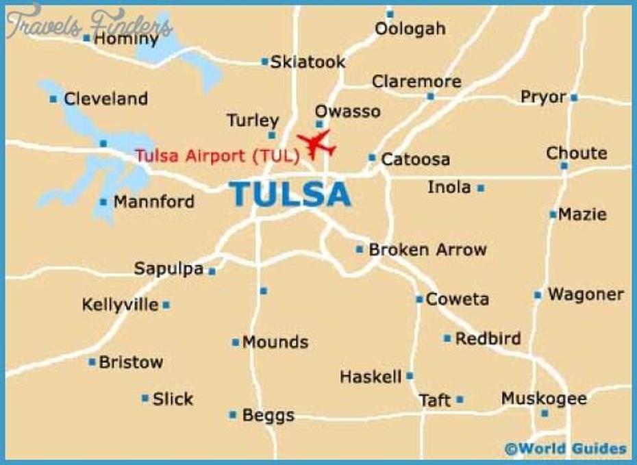 Tulsa Map Tourist Attractions – Travelsfinders, Tulsa, United States, United States America, The Whole United States