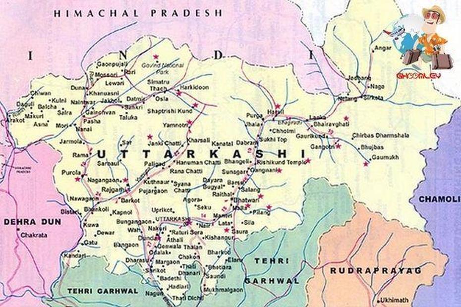 Uttarkashi District Map | Uttarakhand, Tourist Spots, Map, Uttarkāshi, India, Gangotri India, Uttarkashi