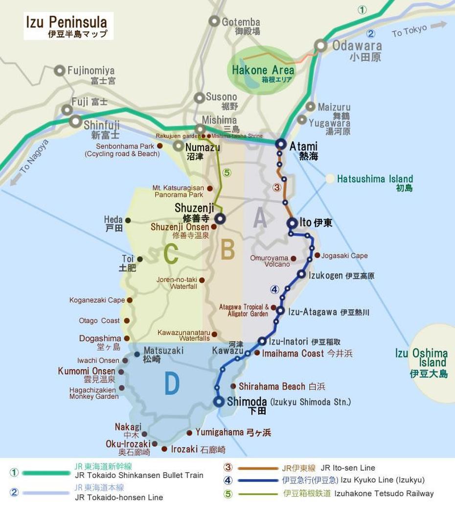 Izu Japan Map, Izu, Japan, Iki Island Japan, Izu Oshima