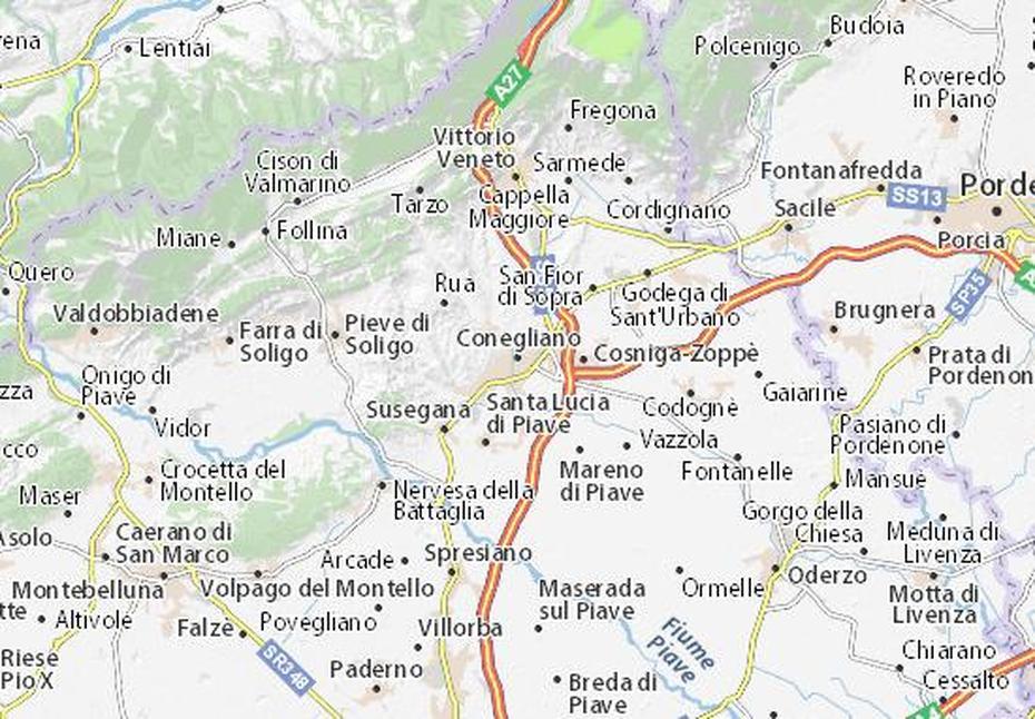 Michelin Conegliano Map – Viamichelin, Conegliano, Italy, Veneto  Hills, Conegliano Valdobbiadene Prosecco Docg