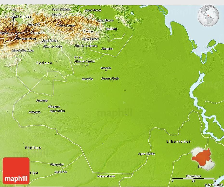 Physical 3D Map Of Maturin, Maturín, Venezuela, Venezuela Dangerous, Merida Venezuela