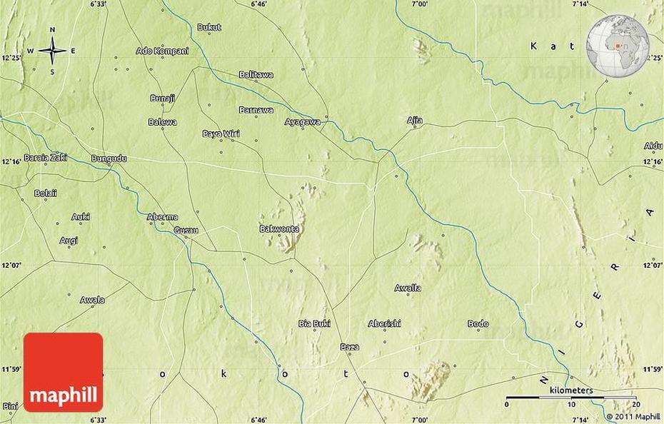 Physical Map Of Gusau, Gusau, Nigeria, Zamfara  State, Nigeria Yoruba Culture