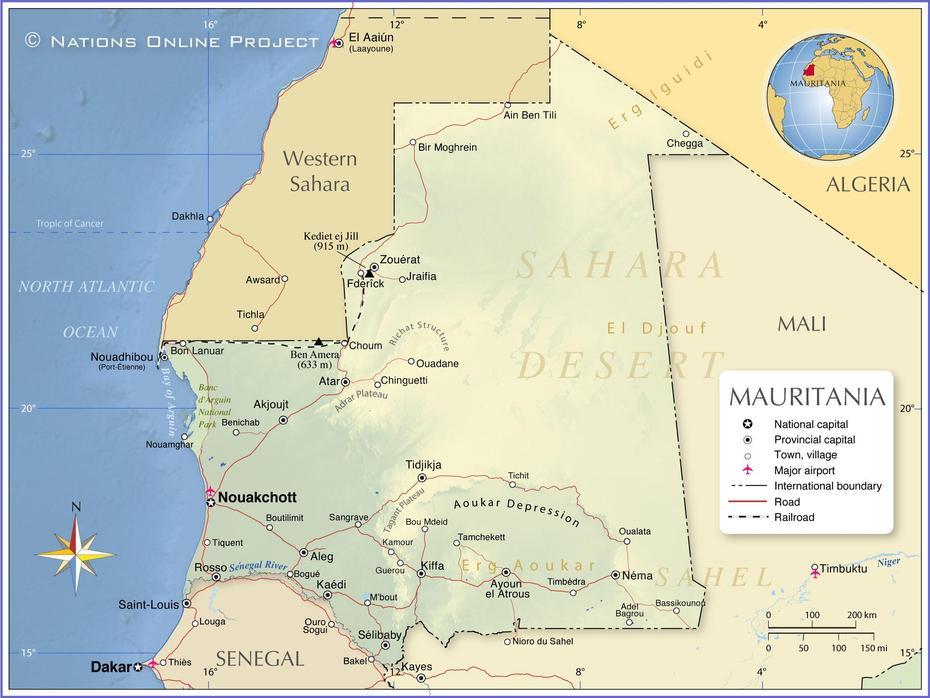 Political Map Of Mauritania – Nations Online Project, Sélibaby, Mauritania, Mauritania Cities, Mauritania Africa