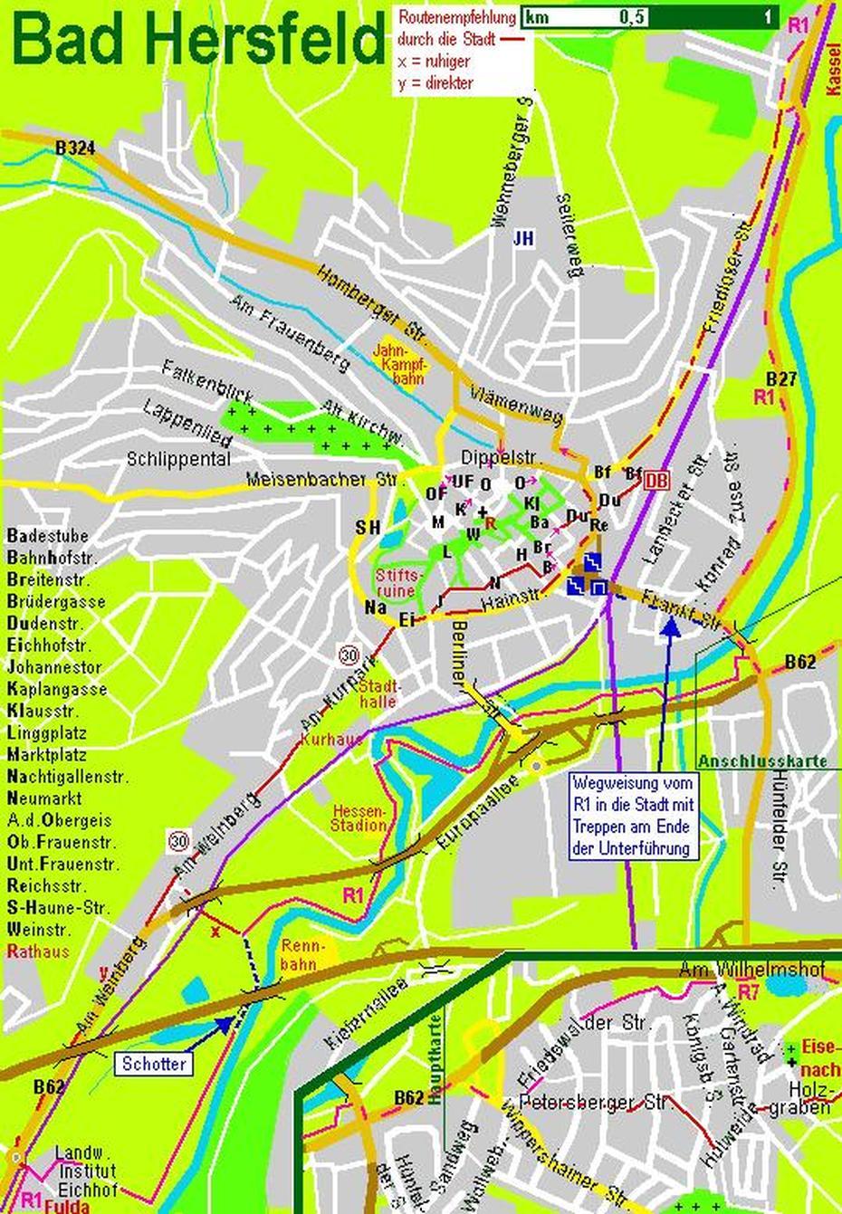 Radweit: Bad Hersfeld, Stadtplan, Bad Hersfeld, Germany, Bad Hersfeld Army Base, Hessen Germany