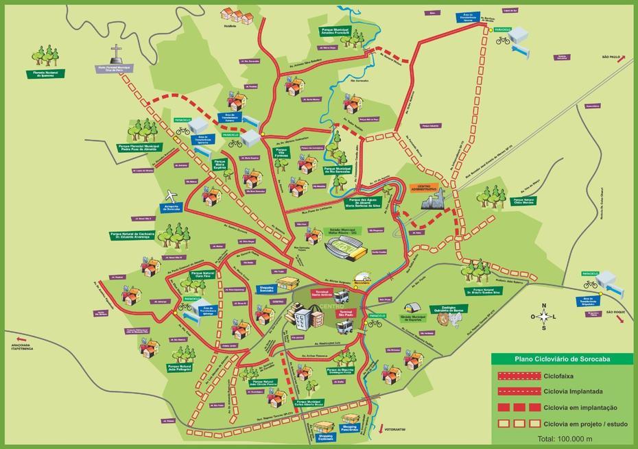 Sorocaba Tourist Map, Sorocaba, Brazil, Sao Paulo  State, Sorocaba Sp