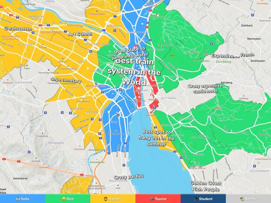 Zurich Neighborhood Map, Zürich, Switzerland, Interlaken Switzerland, Zurich Switzerland Mountains