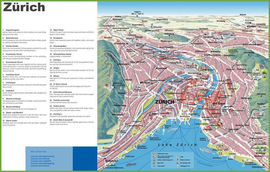 Zurich Sightseeing Map, Zürich, Switzerland, Zurich  Europe, Switzerland Country