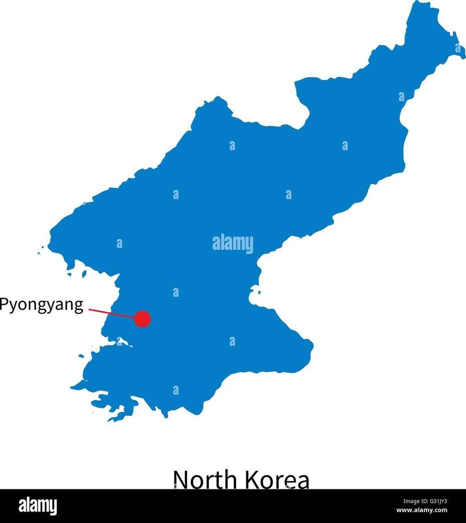 Detailed Vector Map Of North Korea And Capital City Pyongyang Stock …, Pyongyang, North Korea, North Korea China, Korea A
