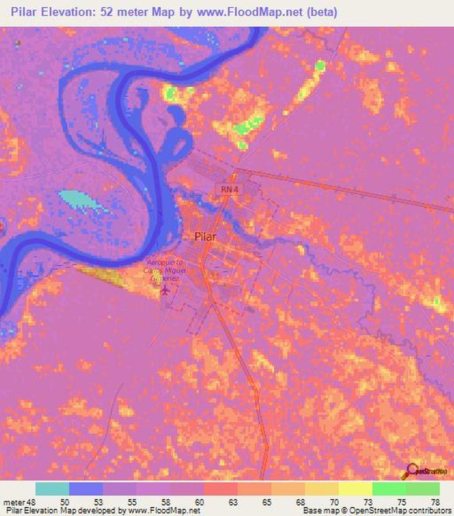 Elevation Of Pilar,Paraguay Elevation Map, Topography, Contour, Pilar, Paraguay, Puerto Pinasco Paraguay, Paraguay History