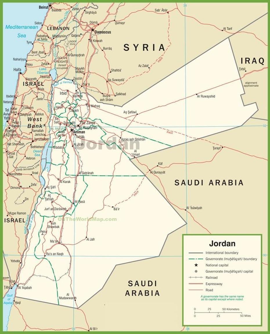 Jordan Political Map, Ashshajarah, Jordan, Jordan Dead Sea, Middle East  Jordan River