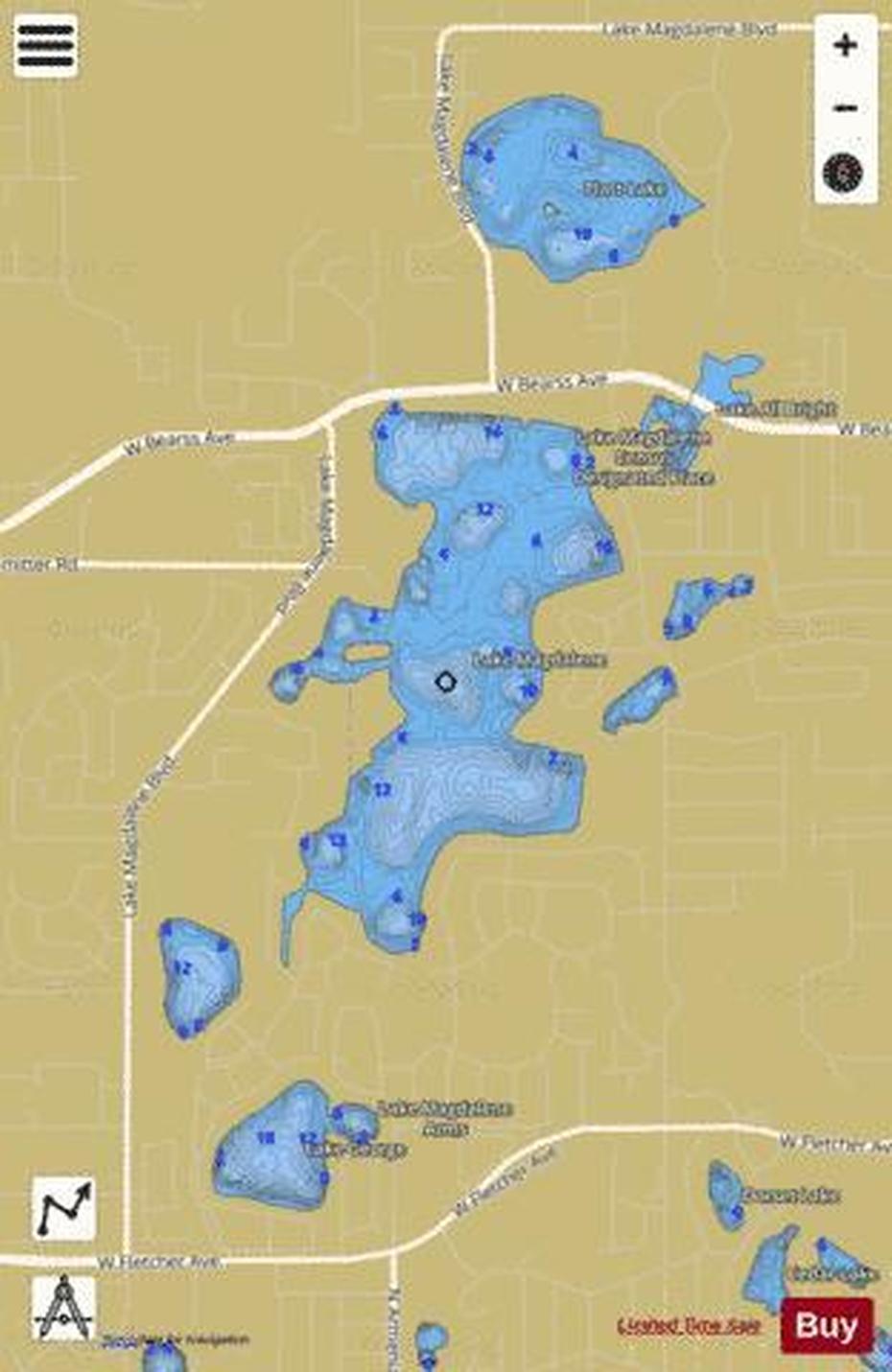 Lake Magdalene Fishing Map | Nautical Charts App, Lake Magdalene, United States, United States  With City, Great Lakes Usa