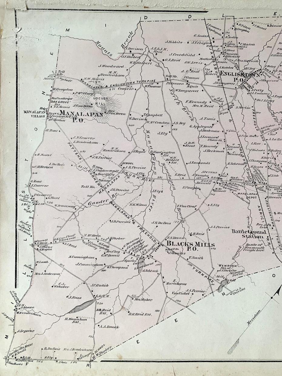 Manalapan Township Map Original 1873 Monmouth County New | Etsy, Manalapan, United States, Manalapan Fl, Manalapan Mall