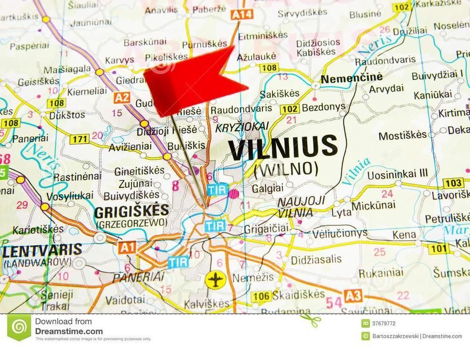 Map Of The Selected City Vilnius, Lithuania Stock Photo – Image Of Push …, Vilnius, Lithuania, Capital Of Lithuania, Poland- Lithuania