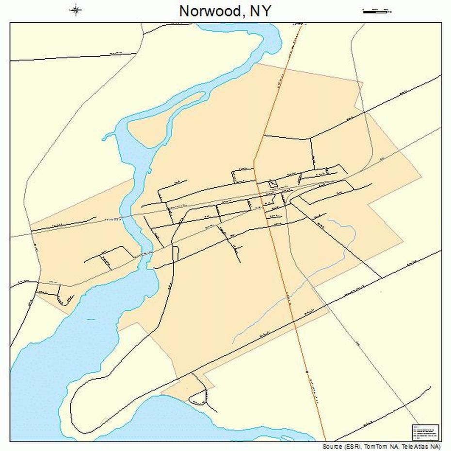 Norwood New York Street Map 3654012, Norwood, United States, Norwood Street, Norwood Ontario