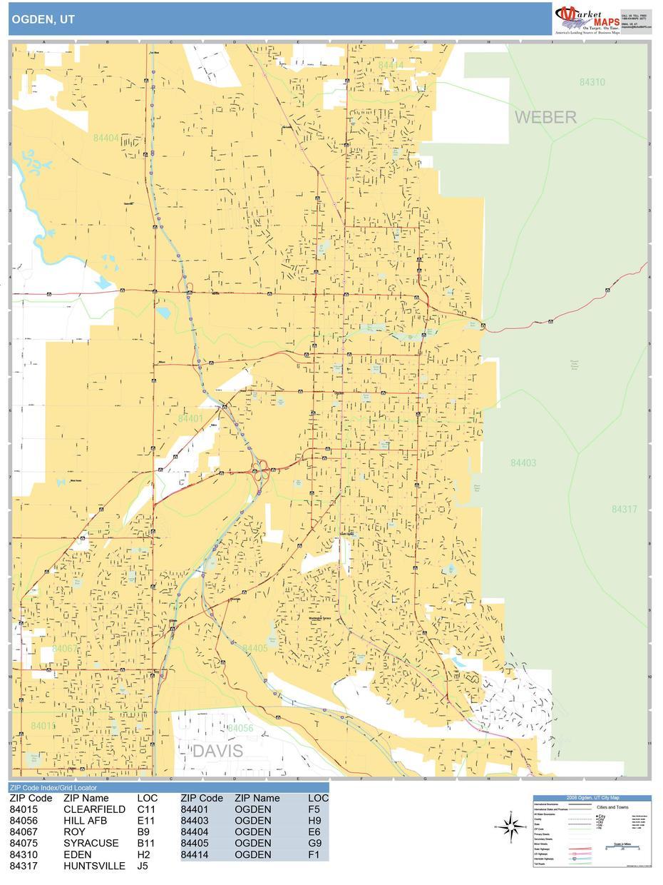 Ogden Utah Wall Map (Basic Style) By Marketmaps, Ogden, United States, Ogden Iowa, North Utah  Cities