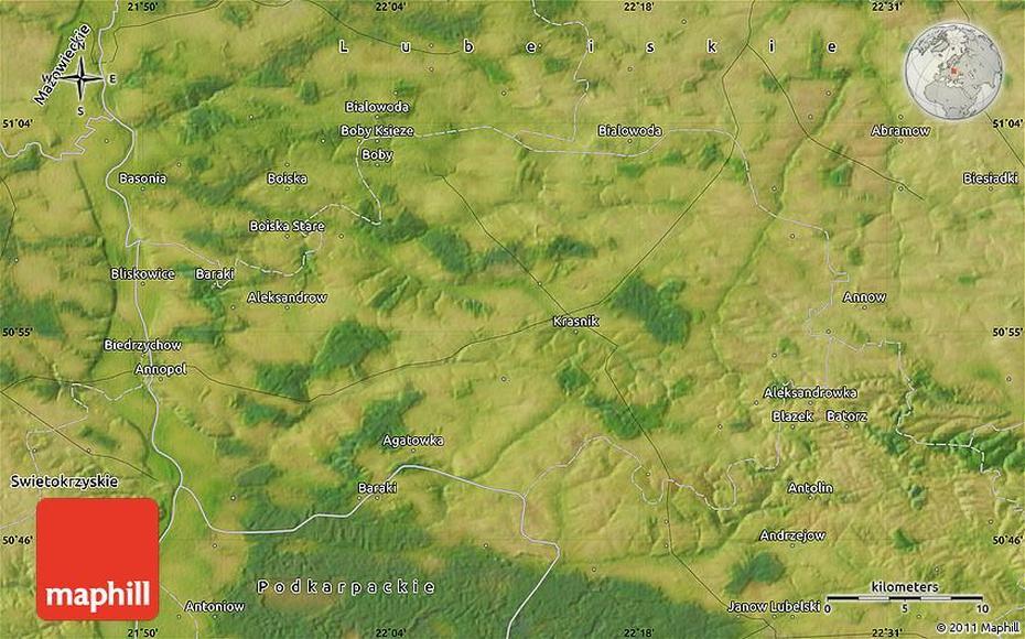 Satellite Map Of Krasnik, Kraśnik, Poland, Krasnik  Polska, Krasnik  Village