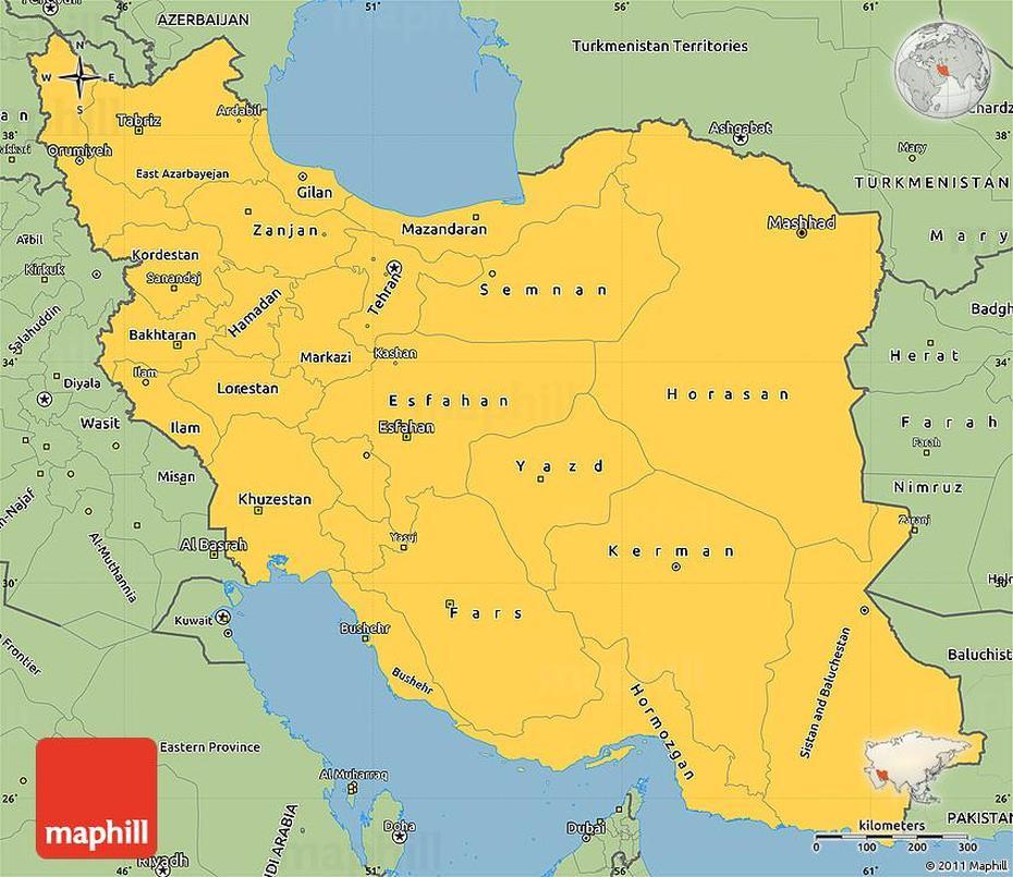 Savanna Style Simple Map Of Iran, ‘Ajab Shīr, Iran, ‘Ajab Shīr, Iran