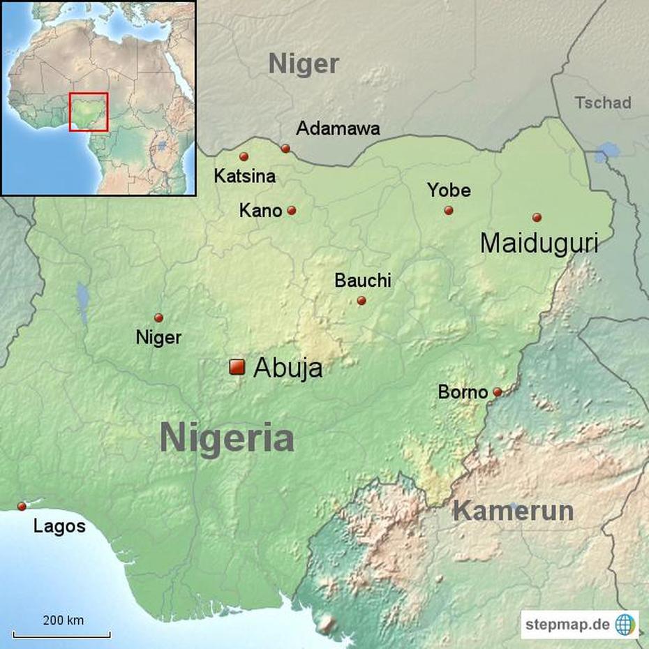 Stepmap – Nigeria, Maiduguri – Landkarte Fur Afrika, Maiduguri, Nigeria, Owerri Nigeria, Bama Nigeria