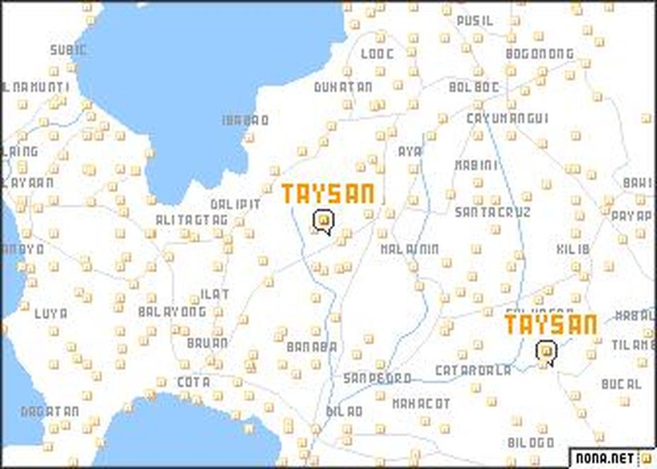 Taysan (Philippines) Map – Nona, Tayasan, Philippines, Philippines Powerpoint Template, Philippines Road