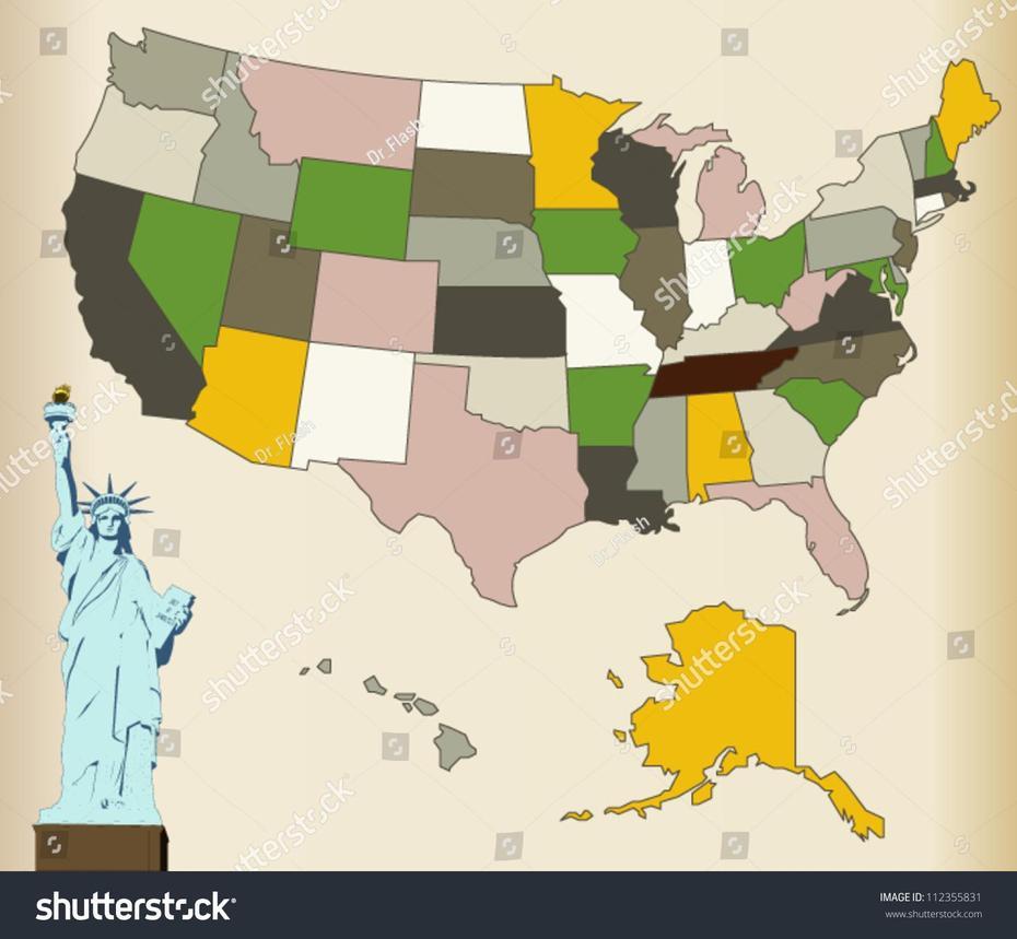 Usa Map Statue Liberty Stock Vector 112355831 – Shutterstock, Liberty, United States, Gta 6  Size, Liberty State Park New York