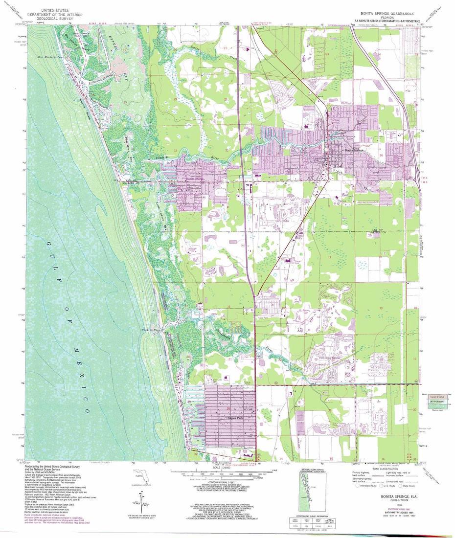 Bonita Springs Topographic Map, Fl – Usgs Topo Quad 26081C7, Bonita Springs, United States, Bonita Springs Naples Florida, Bonita Springs Beach