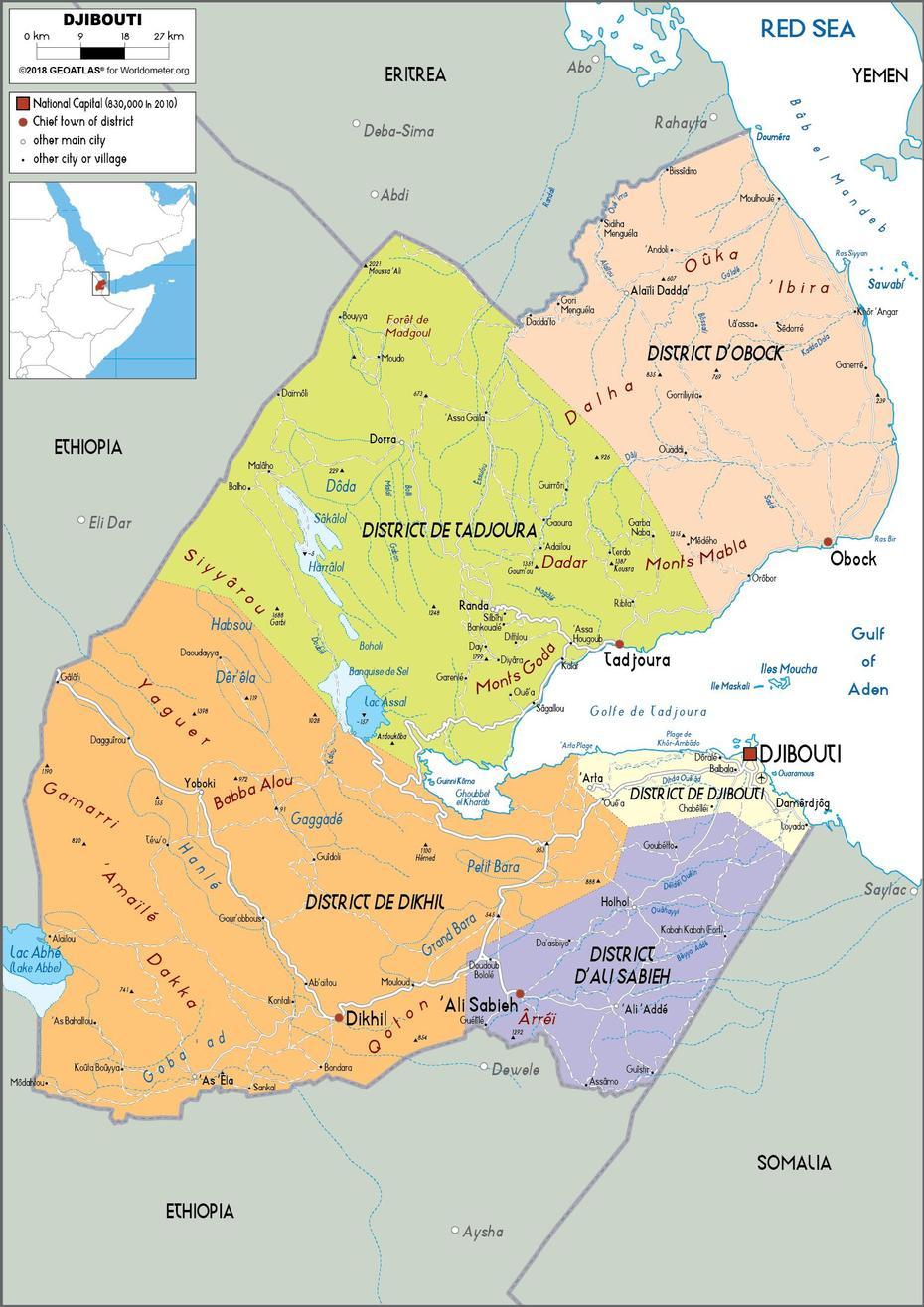 Djibouti Map (Political) – Worldometer, Djibouti, Djibouti, Djibouti Rivers, Where Is Djibouti Located