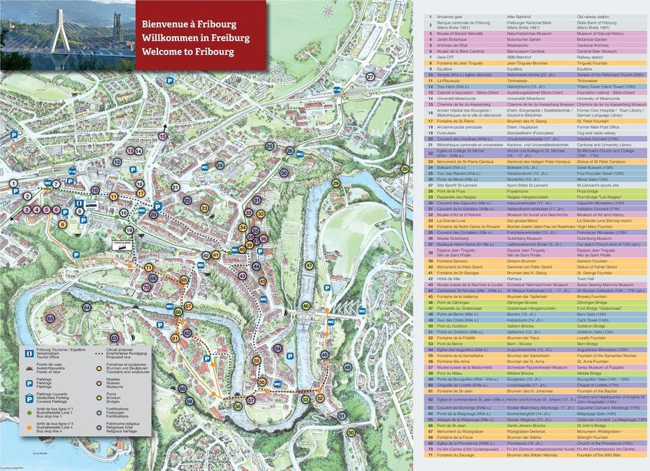 Fribourg Tourist Map, Fribourg, Switzerland, Fribourg Suisse, Neuchatel Switzerland