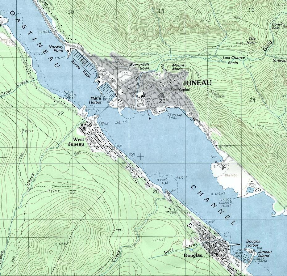 Maps Of Juneau Topographic City Map, Alaska, United States – Mapa.Owje, Juneau, United States, United States Of America Alaska, Douglas Island  Alaska