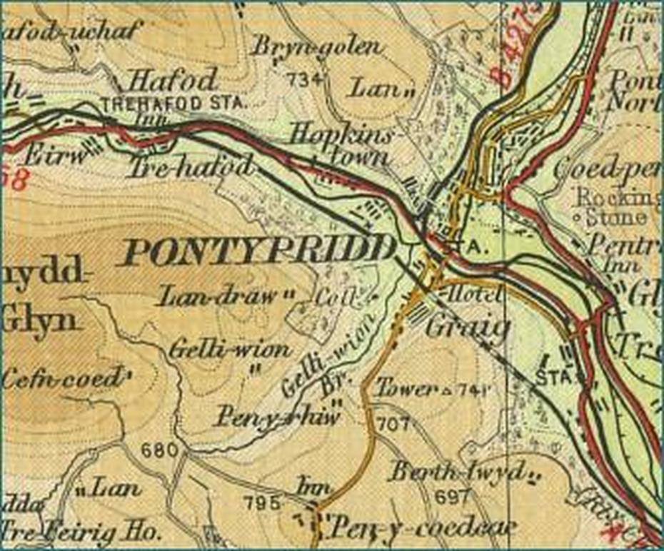 Pontypridd Map, Pontypridd, United Kingdom, Treforest  Wales, Mid  Glamorgan