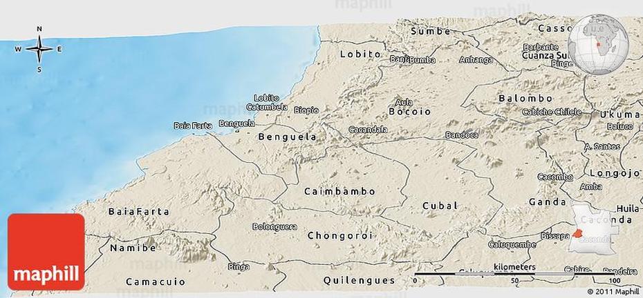 Shaded Relief Panoramic Map Of Benguela, Benguela, Angola, Nova Lisboa Angola, Angola Provinces