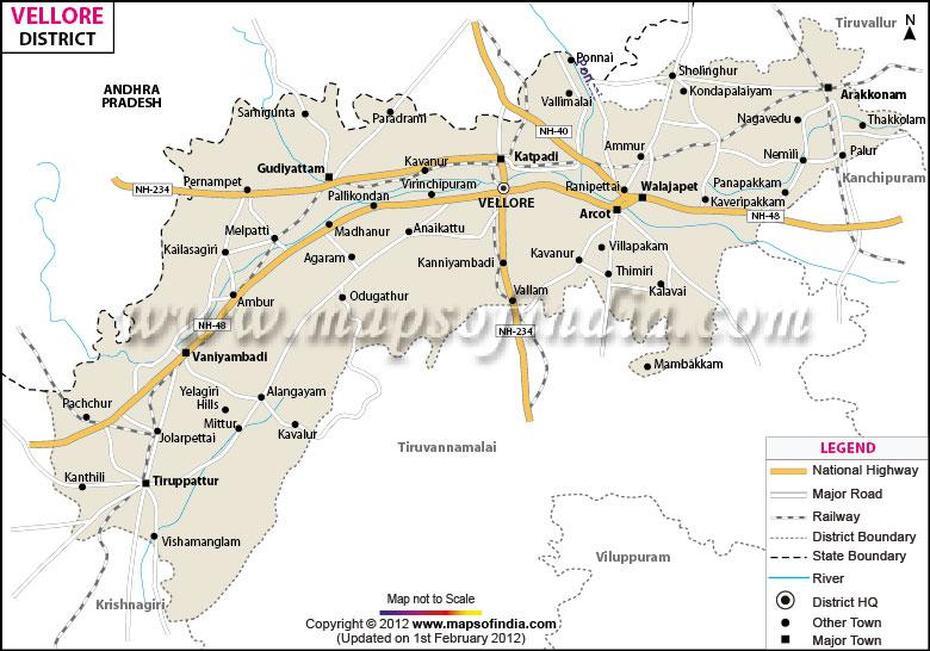 Vellore District Map, Vellore, India, Vellore Tamil Nadu, Chennai In India
