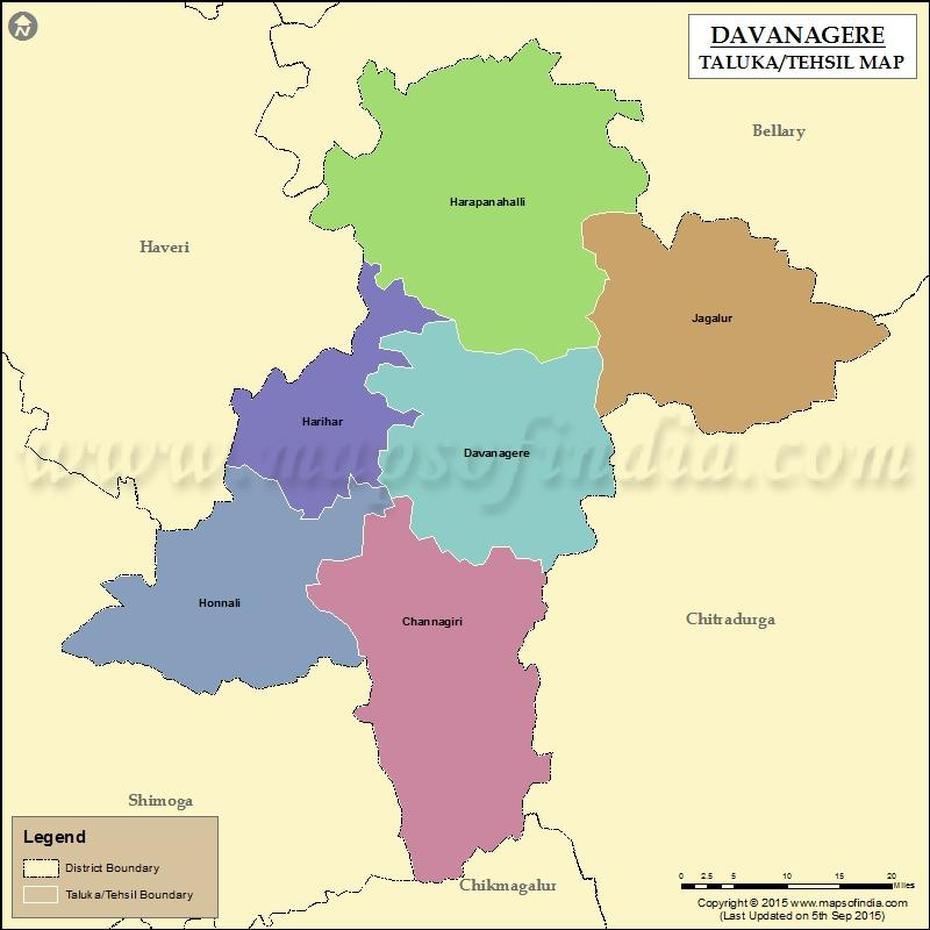 Davangere Tehsil Map, Davangere Taluk Map, Davangere, India, Shimoga District, Chitradurga