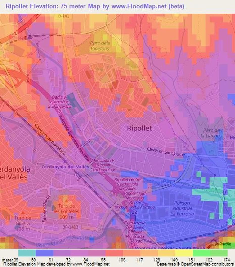 Elevation Of Ripollet,Spain Elevation Map, Topography, Contour, Ripollet, Spain, Spain City, Spain Rivers