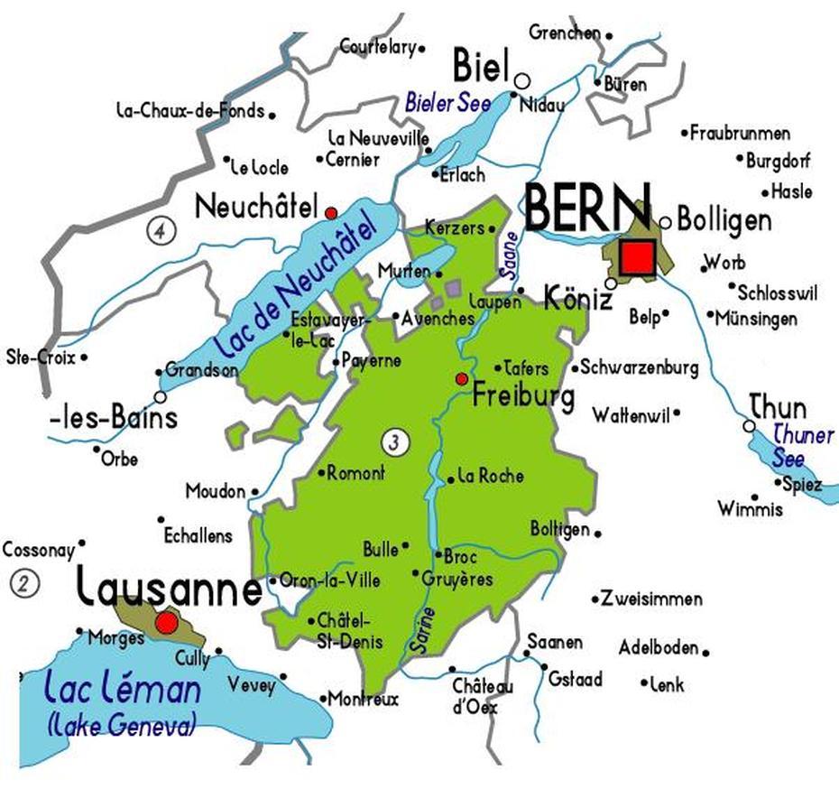 Fribourg Map, Fribourg, Switzerland, Switzerland Topography, Topographic  Of Switzerland