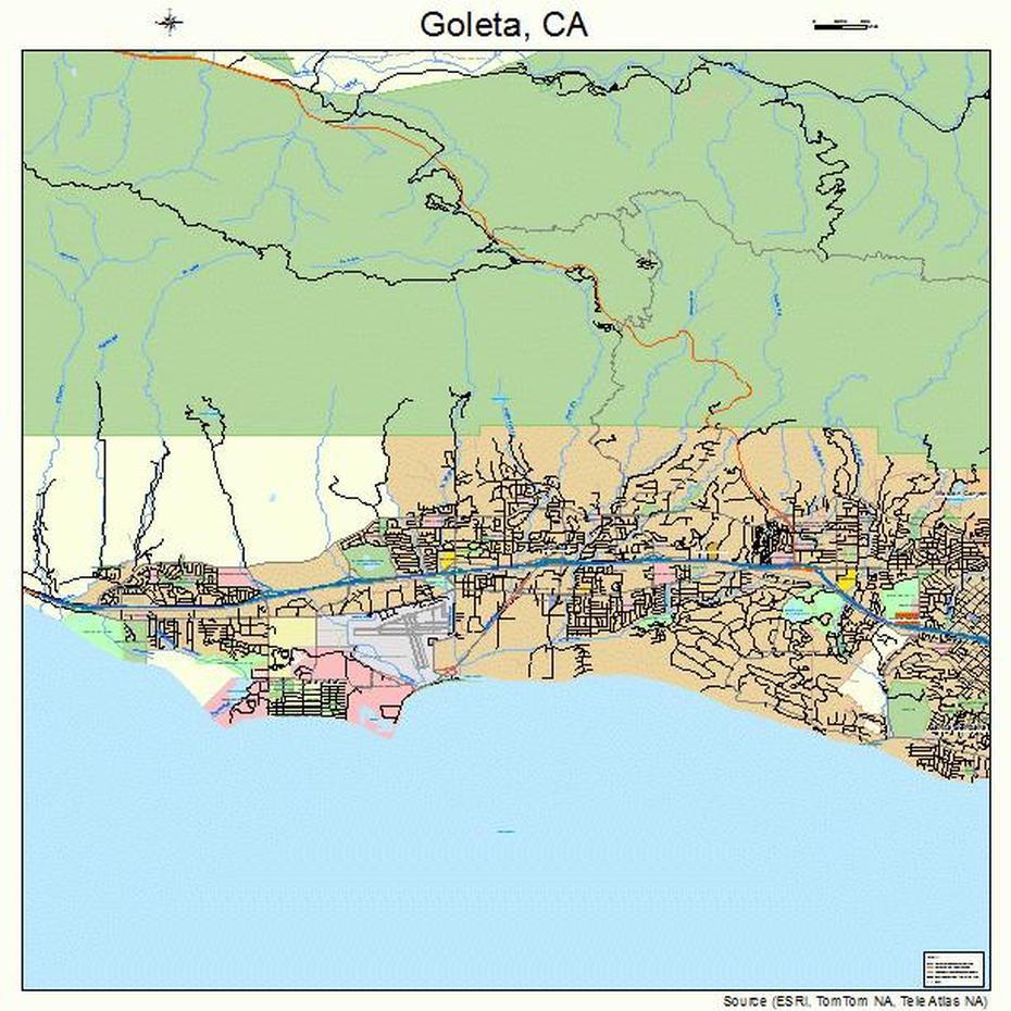 Goleta California Street Map 0630378, Goleta, United States, Goleta California, Goleta Slough