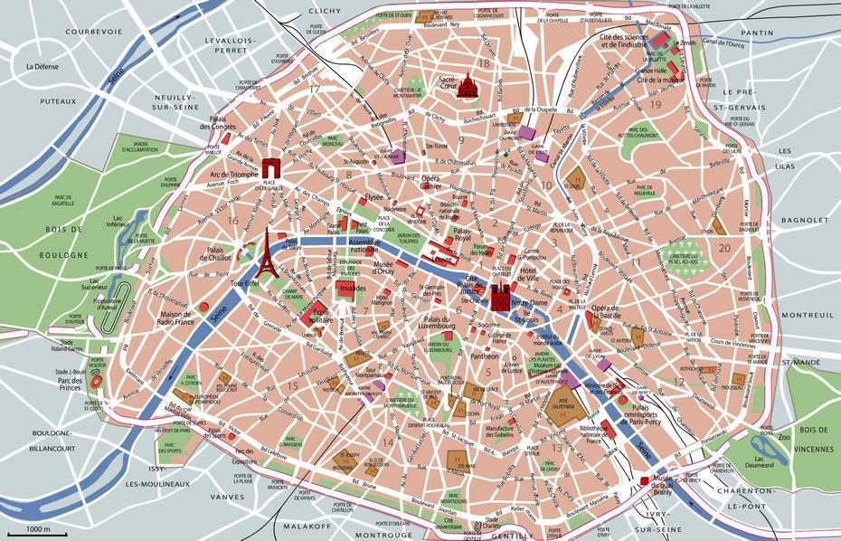 Large Detailed Tourist Attractions Map Of Paris City | Vidiani …, Paris, France, France  In French, Paris France City