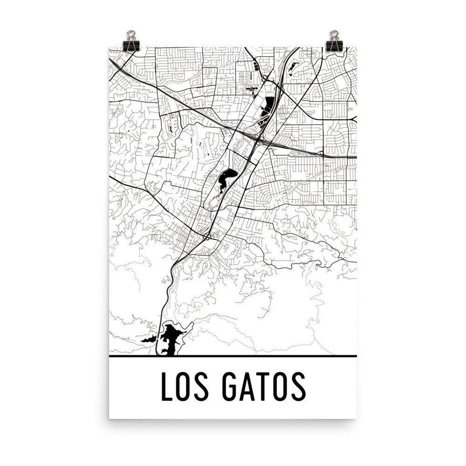 Los Gatos California Street Map Poster – Wall Print By Modern Map Art, Los Gatos, United States, Los Gatos California House, Los Gatos Winery