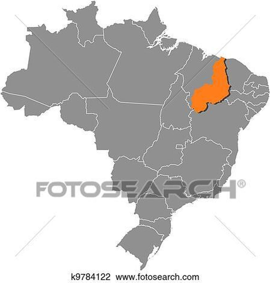 Map Of Brazil, Piaui Highlighted Clipart | K9784122 | Fotosearch, Piuí, Brazil, Piuí, Brazil