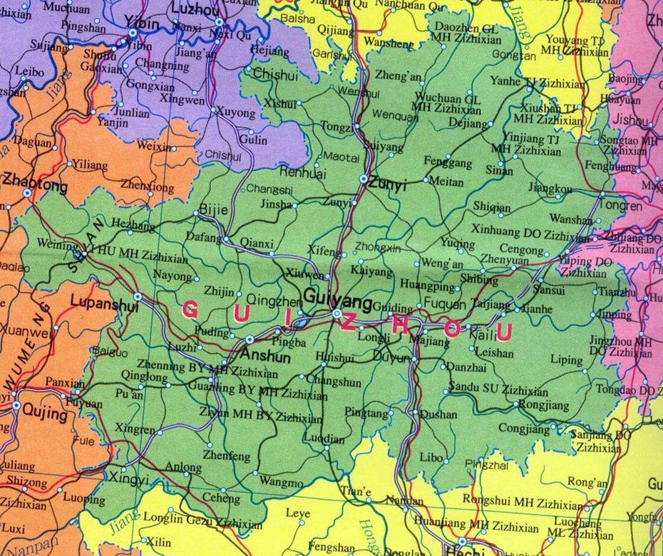 Map Of Guizhou Province, China Travel Map, Gaizhou, China, Guangxi China, Sichuan China