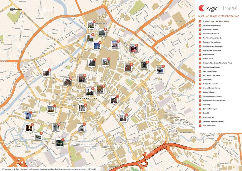 Map Of Manchester Attractions | Tripomatic, Manchester, United Kingdom, United Kingdom Country, United Kingdom Mountains