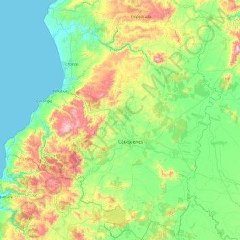 Mapa Topografico Provincia De Cauquenes, Altitud, Relieve, Cauquenes, Chile, Termas En Chile, Aguas  Termales