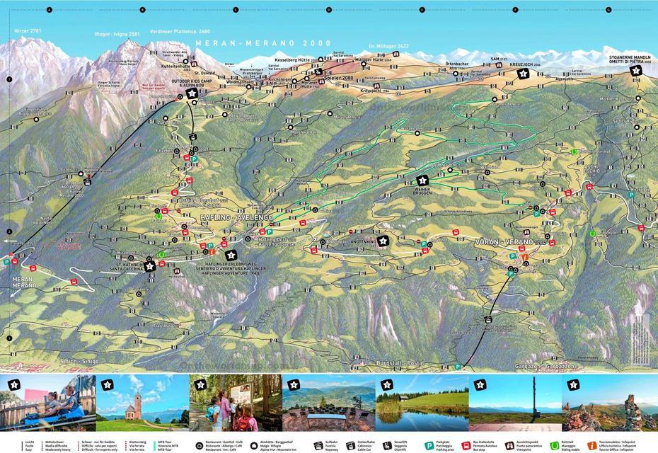 Merano Hiking Map, Merano, Italy, Meran, Trento Italy