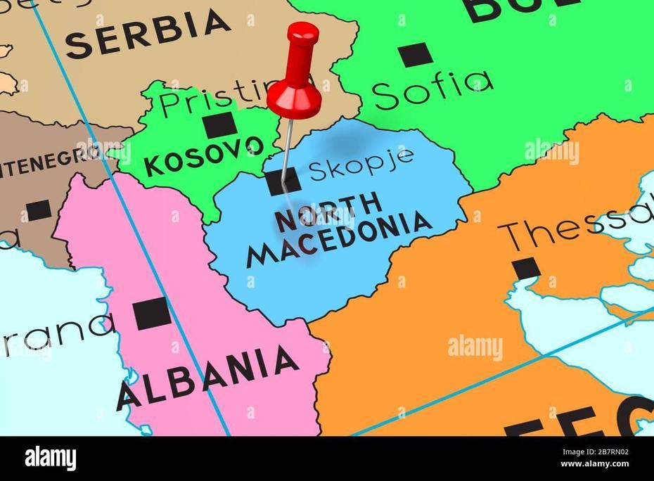 North Macedonia, Skopje – Capital City, Pinned On Political Map Stock …, Skopje, Macedonia, Greater Macedonia, Macedonia Greece