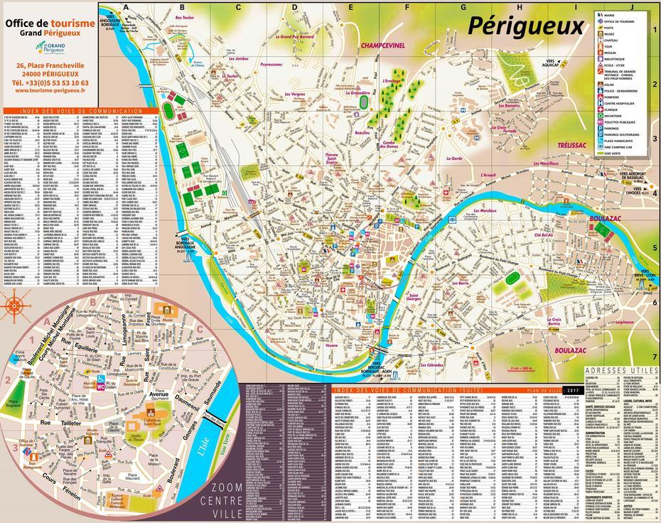 Perigueux Tourist Attractions Map, Périgueux, France, Perigord France, Perigueux  Cathedral