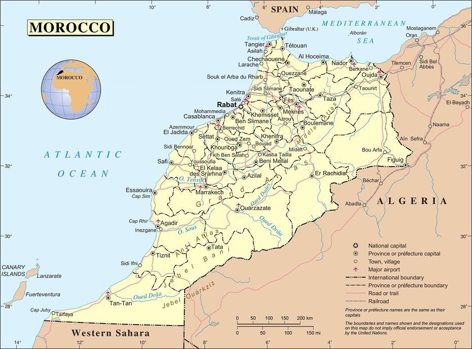 Political And Administrative Map Of Morocco. Morocco Political And …, Aïn Taoujdat, Morocco, Carte  Dordogne, Ras Al Ain