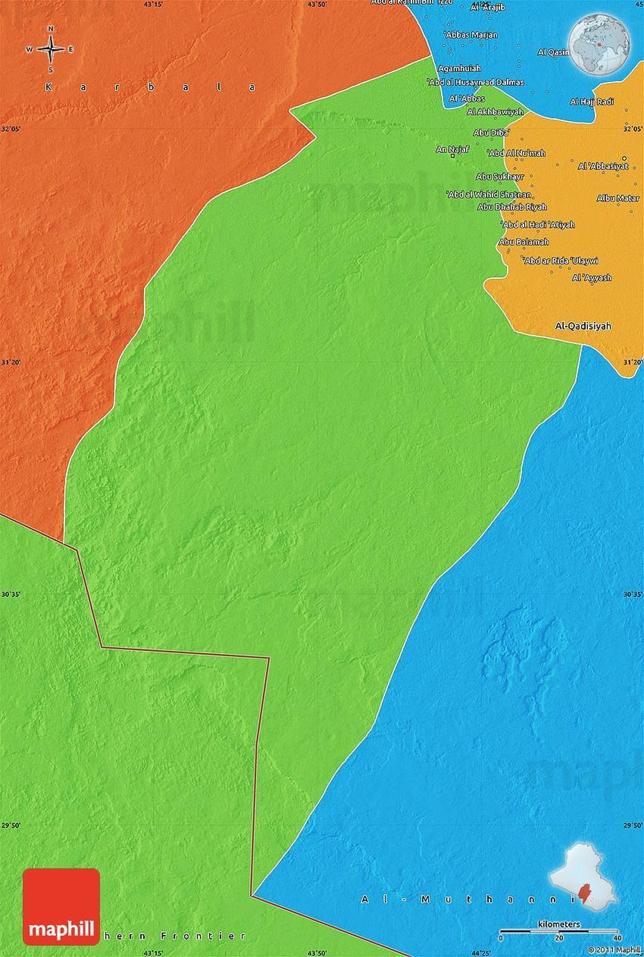 Political Map Of An-Najaf, An Najaf, Iraq, Ramadi Iraq, Basra